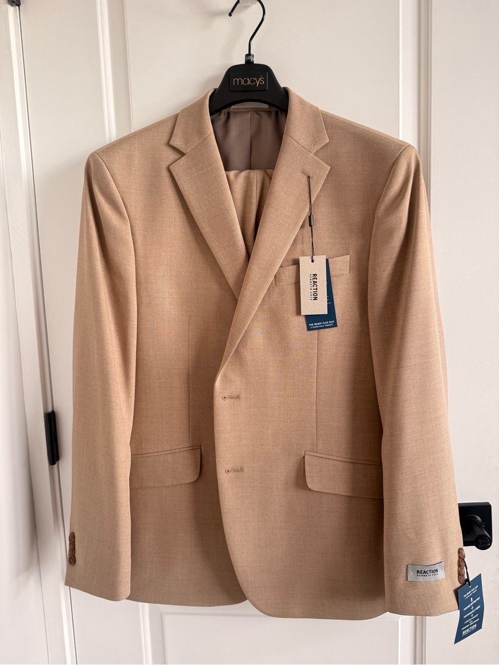 Kenneth Cole Beige/Tan Two-Button Blazer with Notch Lapel NWT
